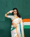 Vk 4238 Independence Day Soft Linen Saree